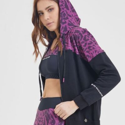 Dimensione Felpa Zip Animalier Malva